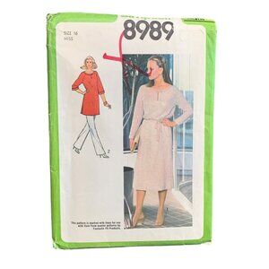 Vintage Simplicity 8989 Sewing Pattern Dress Tunic Shirt Womens Size 16